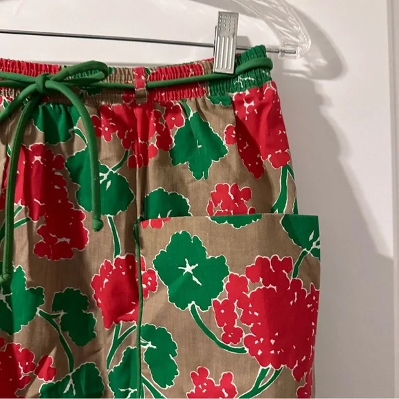 Vintage Peter Popovitch Tan Red Green Floral Skirt Women’s Size Small Spring - Picture 8 of 16